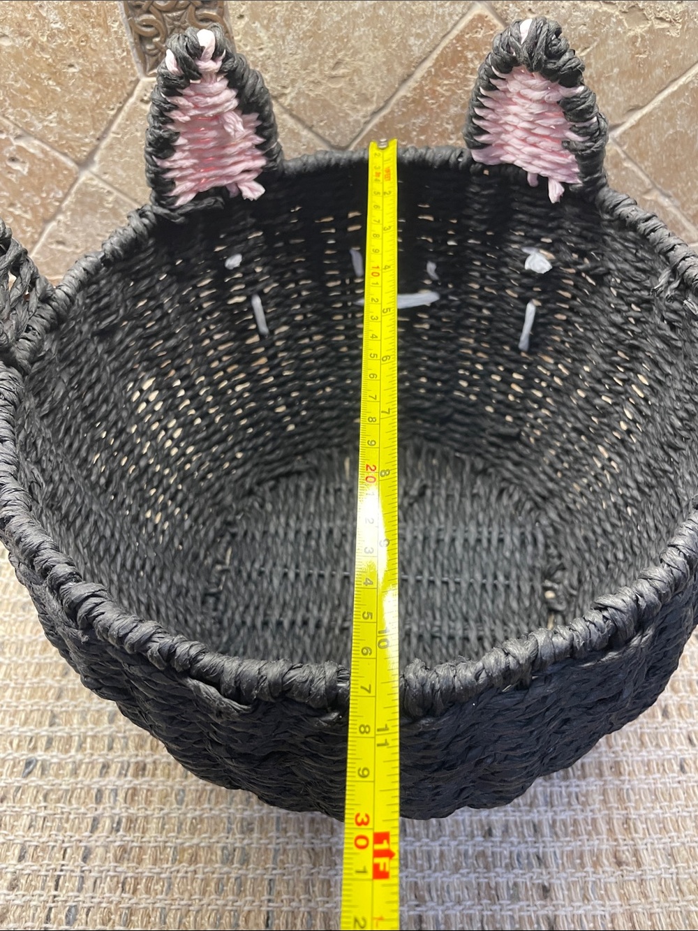 Black Cat Woven Basket with Pink Accents - Picture 8 of 11